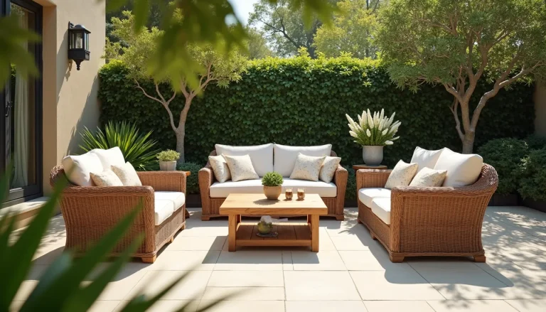 teak and wicker patio set