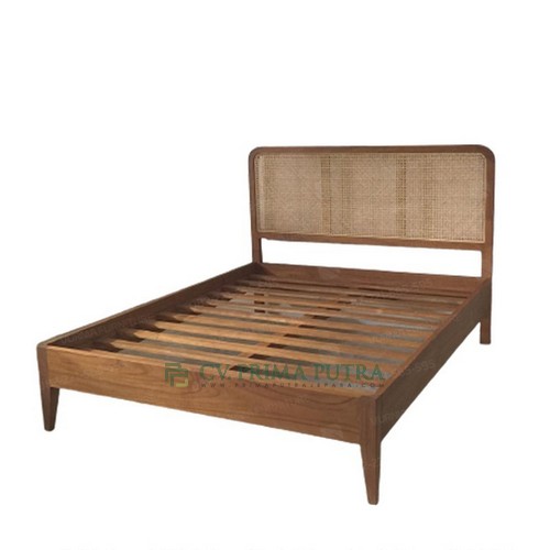 Christopher Teak Bed Frame With Rattan - Indoor Furniture