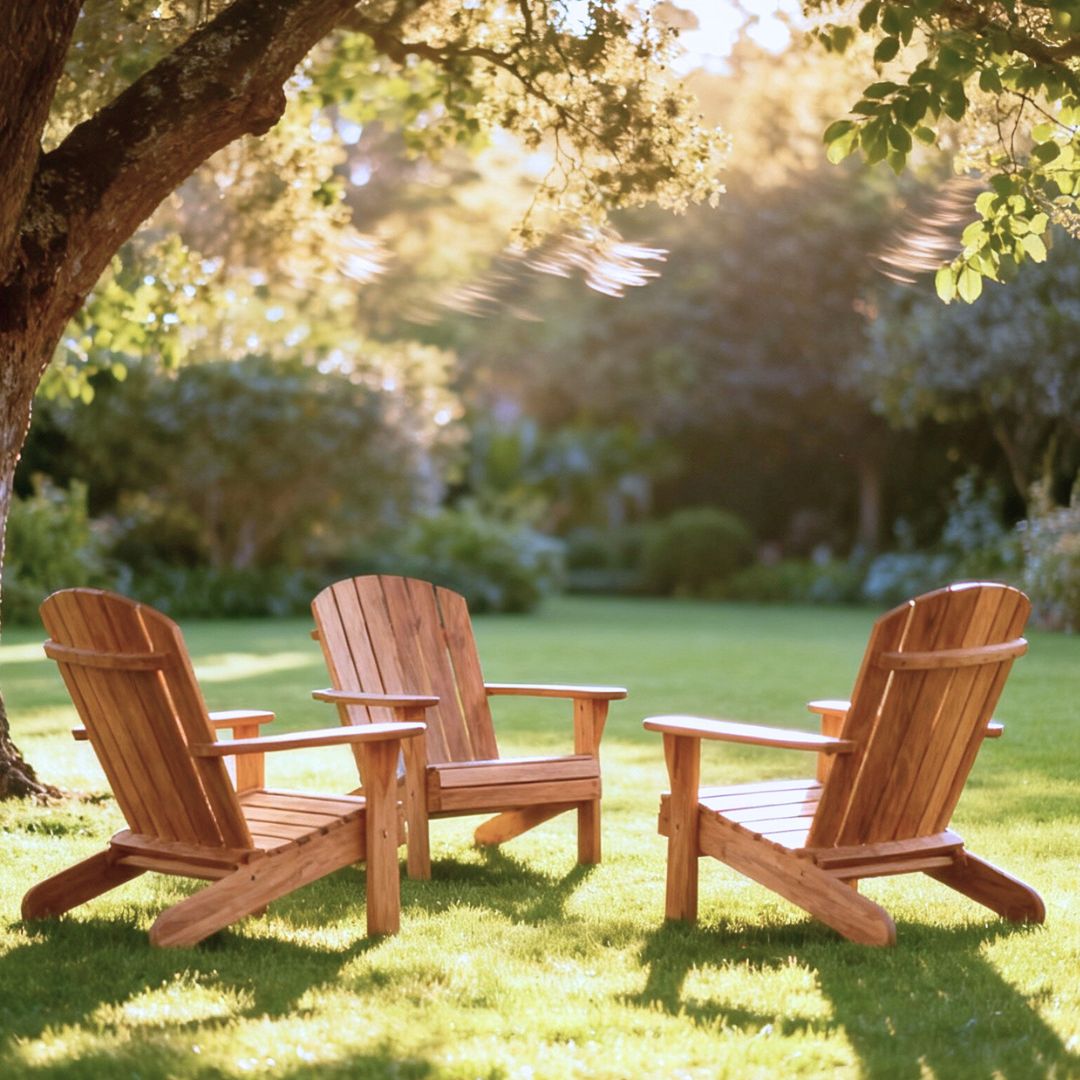 teak lawn chairs in garden