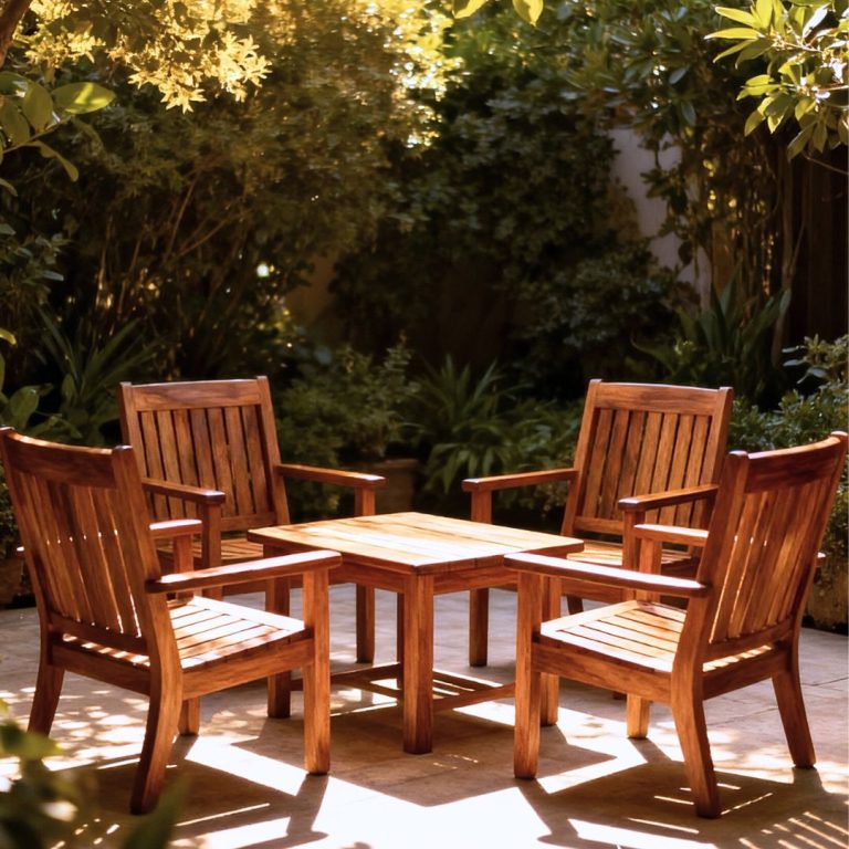 teak patio chairs outdoor setup