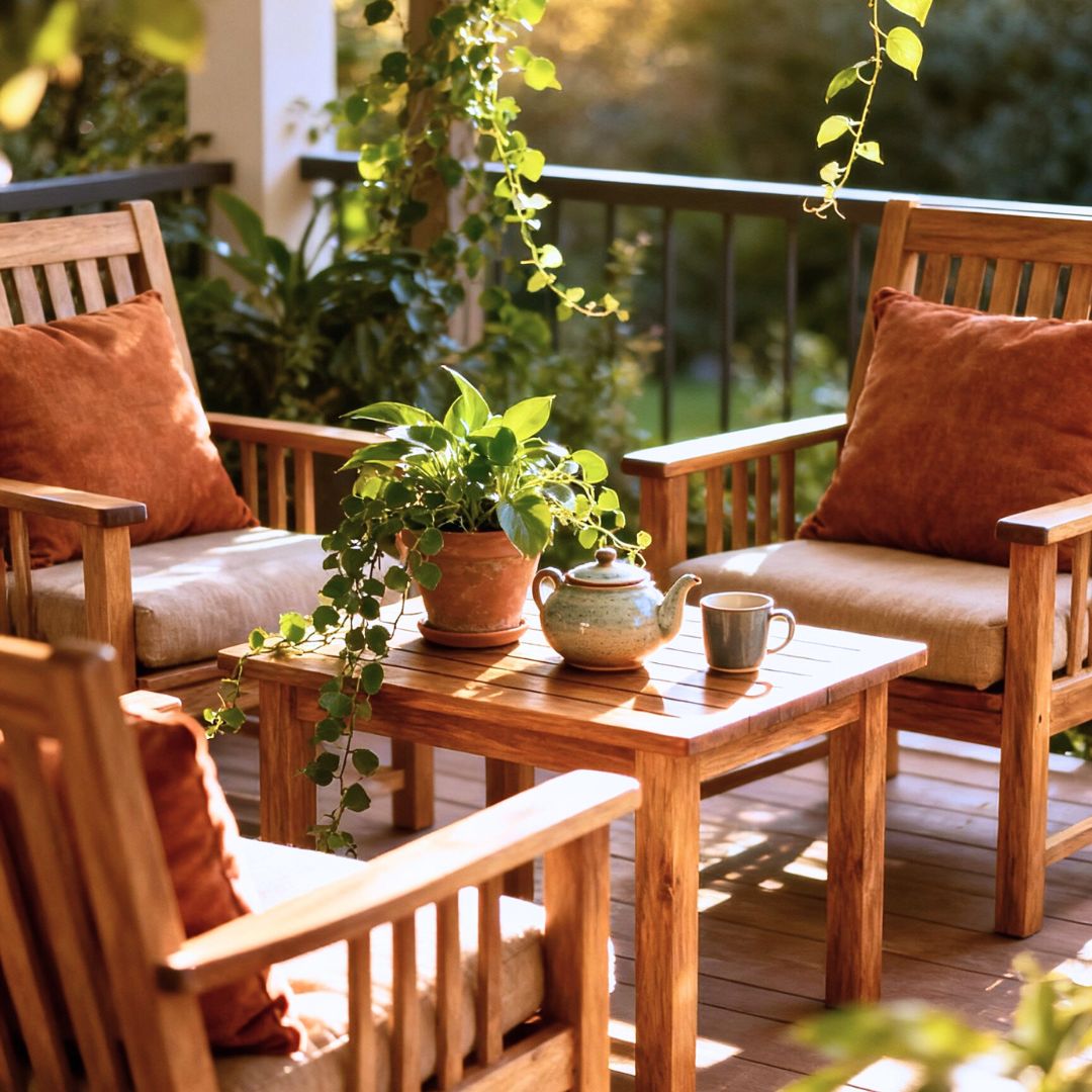 premium teak outdoor chairs on patio